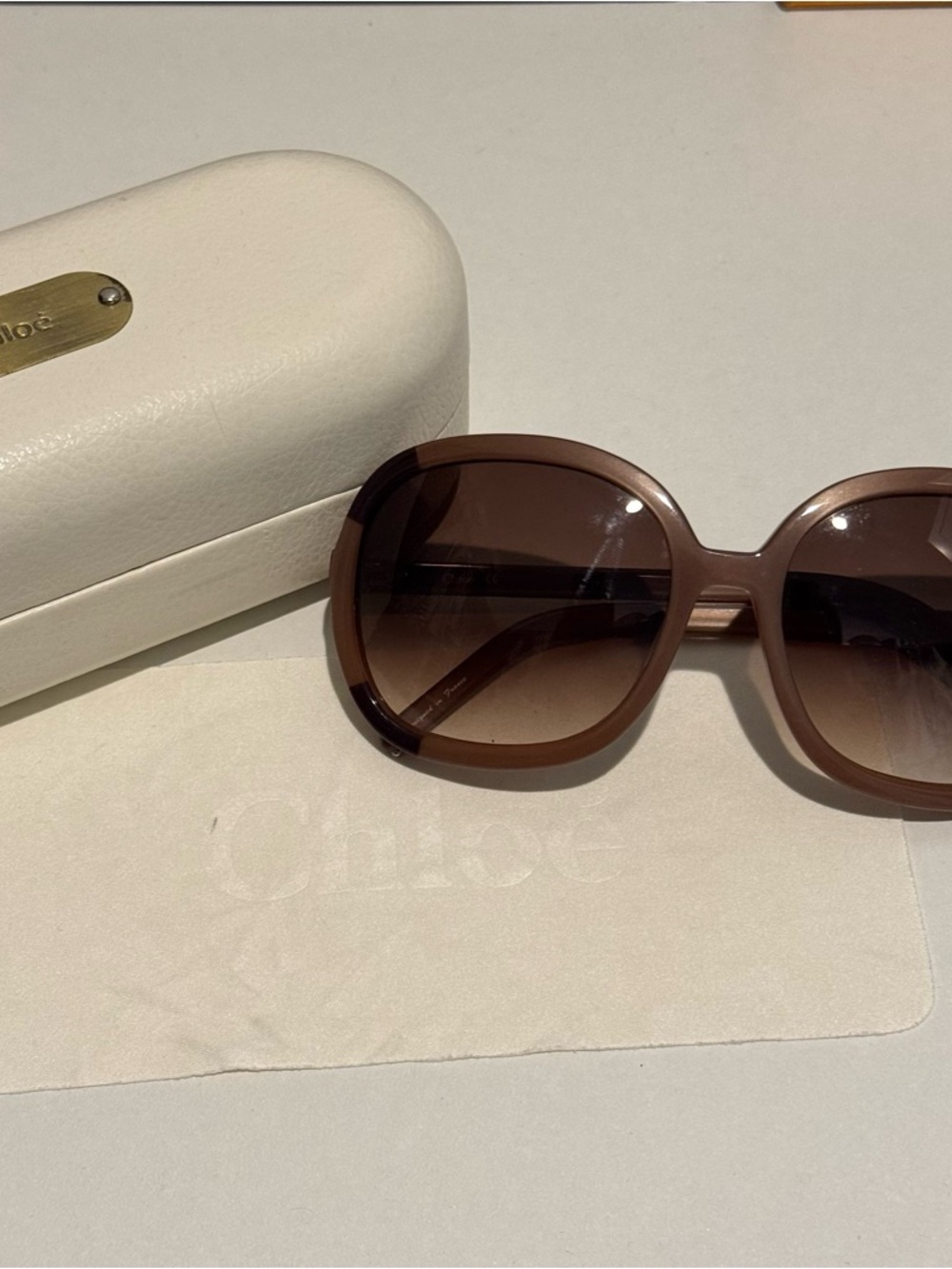 Chloe Oversized Brown Gradient Frame Sunglasses
